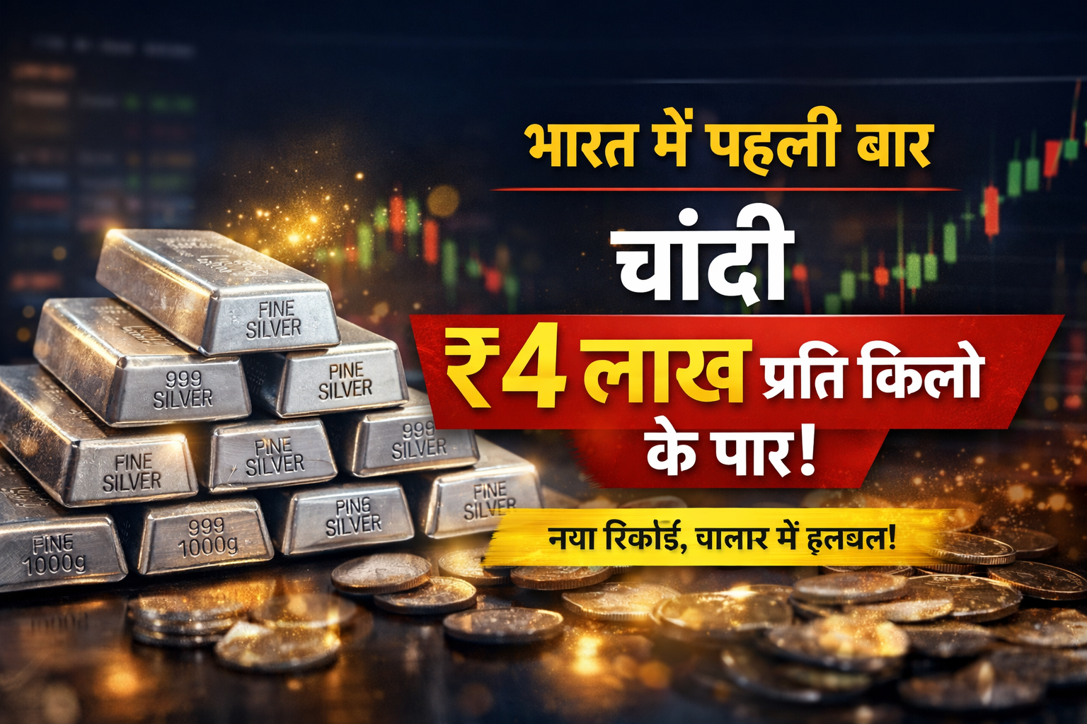 चांदी ने रचा इतिहास: ₹4 लाख प्रति किलो पहुंची कीमत