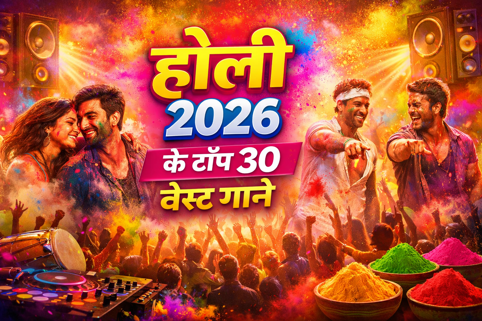 Top 30 Best Holi Songs 2026 List – Bollywood Holi Party & DJ Songs Playlist